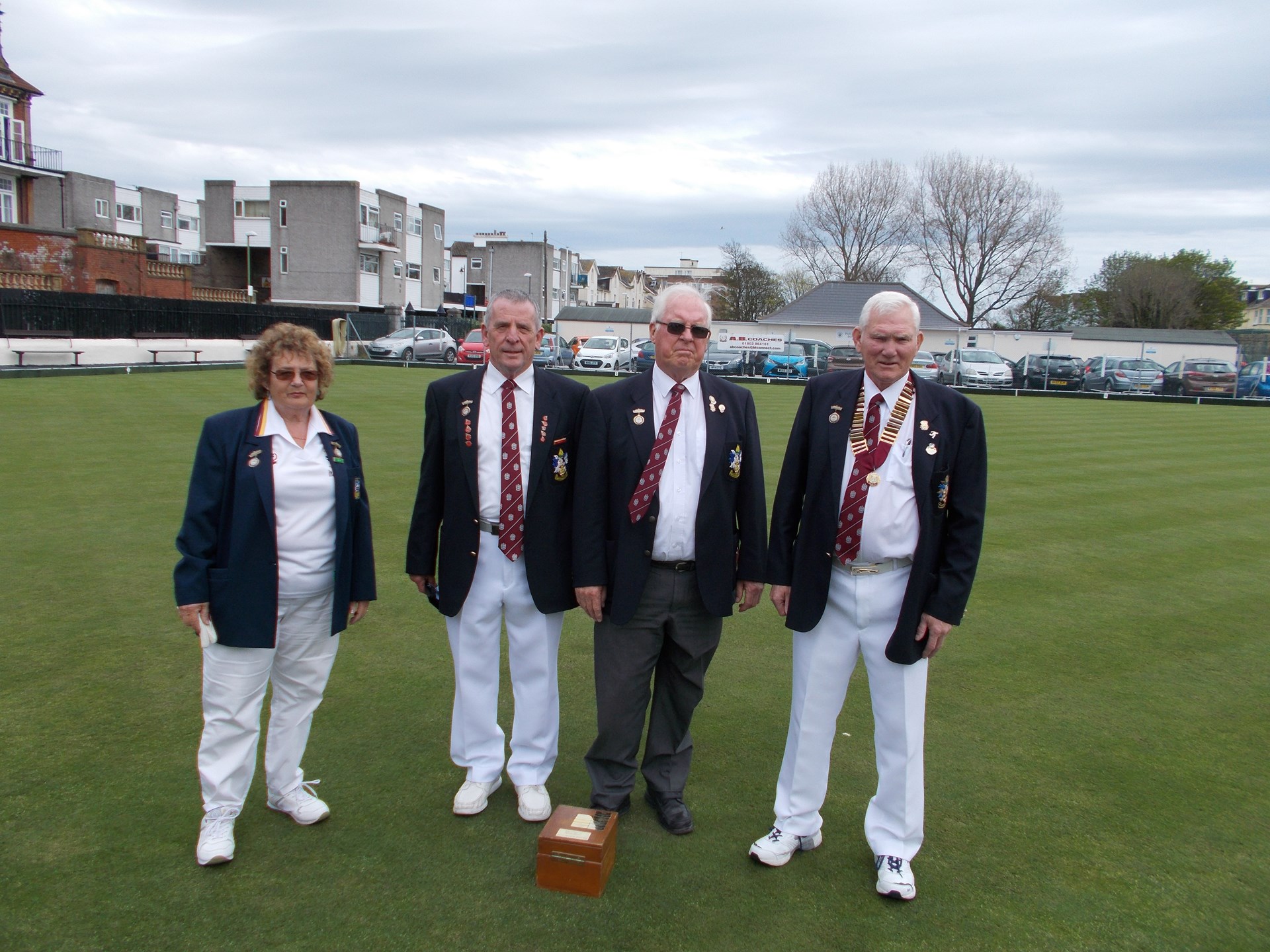 2018 from left to right - Ladies Captain  Maureen Tudor, Men;s Captain Eric Barbe, Vice President John Ball and President Brian Smith