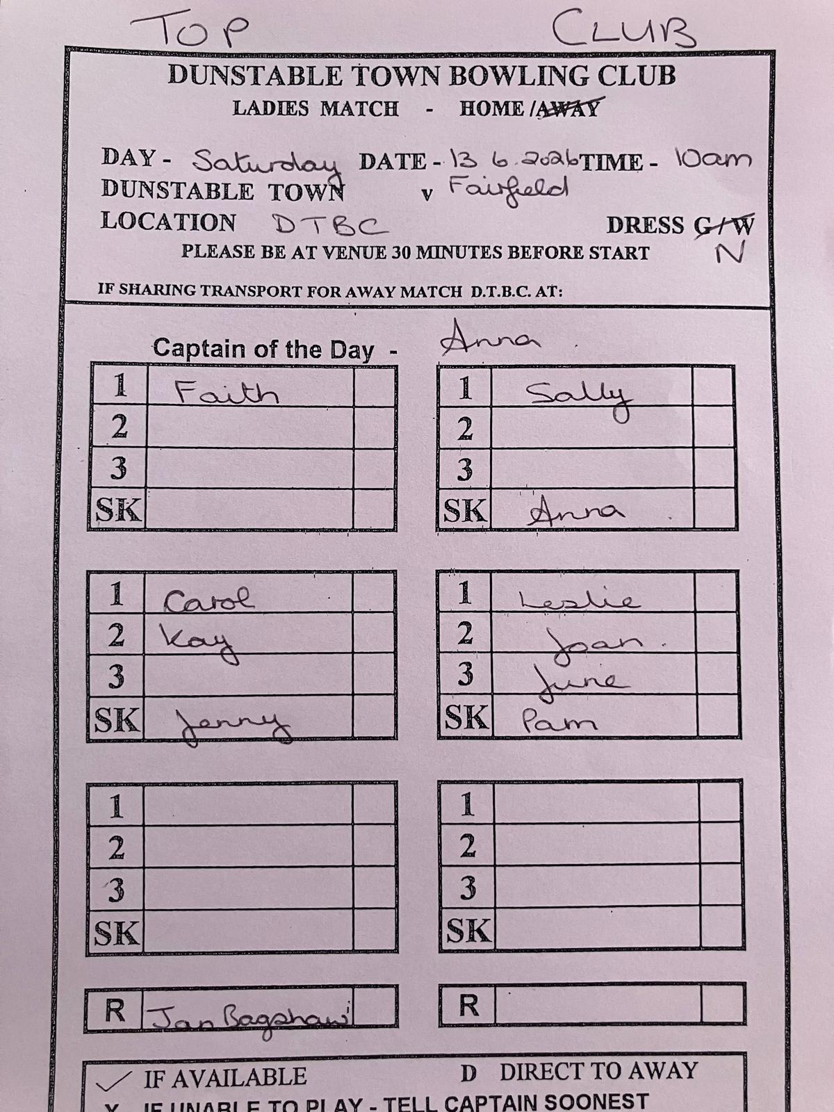 13/6/26 HOME V FAIRFIELD