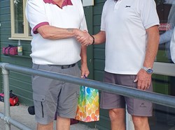 Pete Beavon thanked by Bill Murphy for his services to the club.