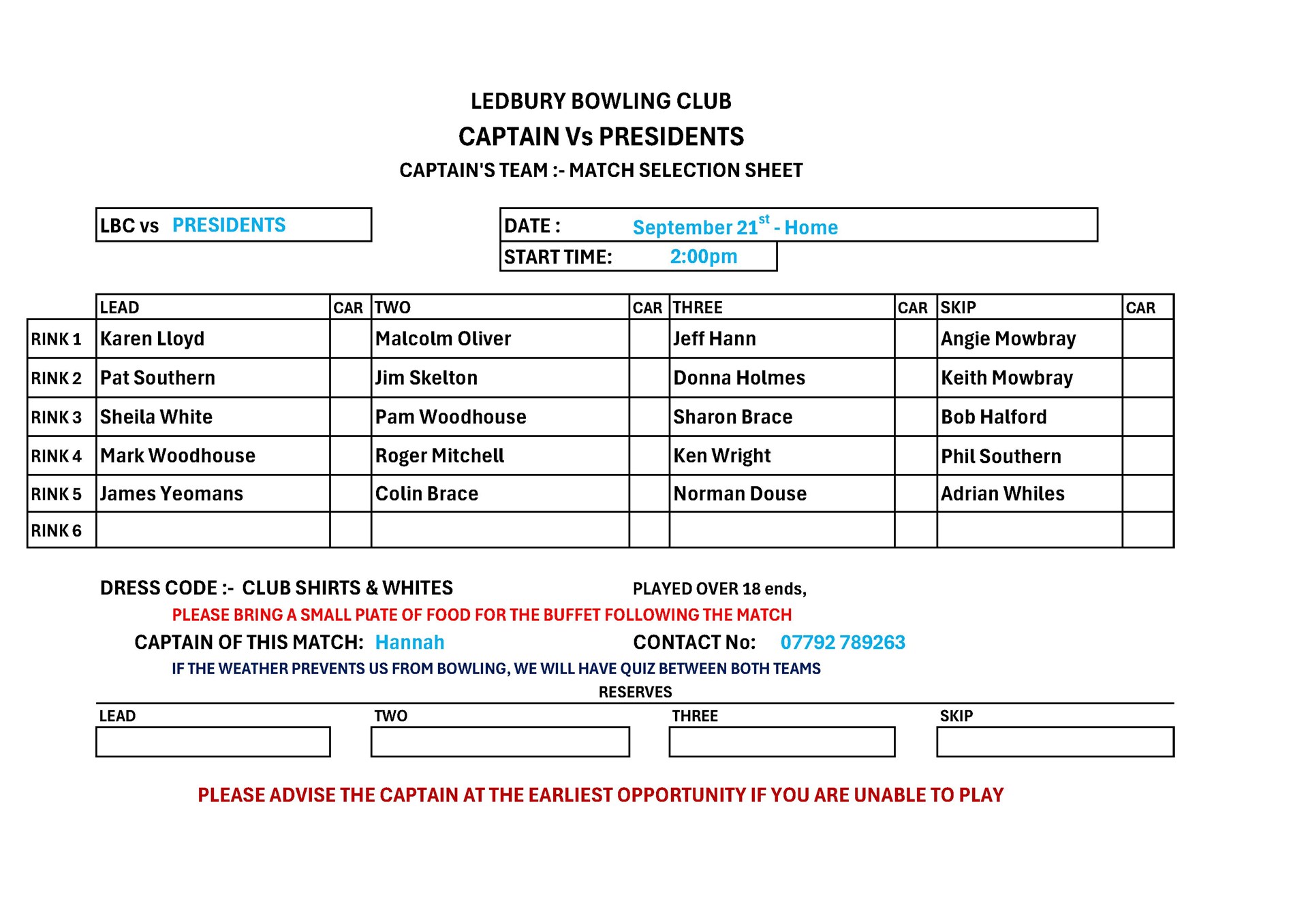 Captain's Team