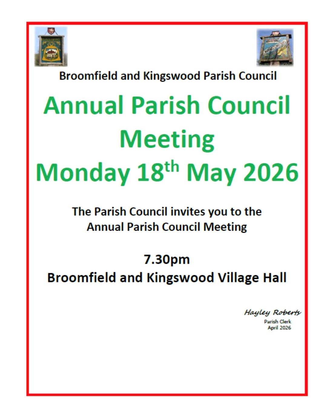 Broomfield & Kingswood Parish Council Home