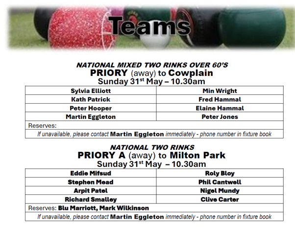 Good Luck to both Priory teams