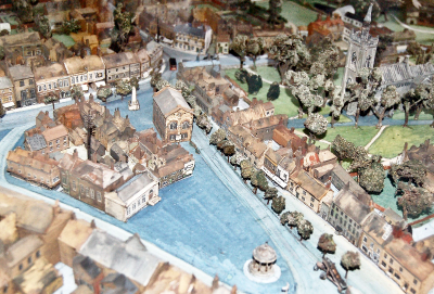 The marketplace in the 1930s. A tabletop model made by Harry Carter