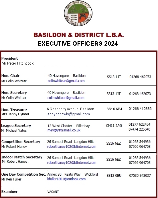 Basildon Bowls Association Exec Committee