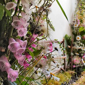 Floral display at St Mary's Church, Bettws y Crwyn