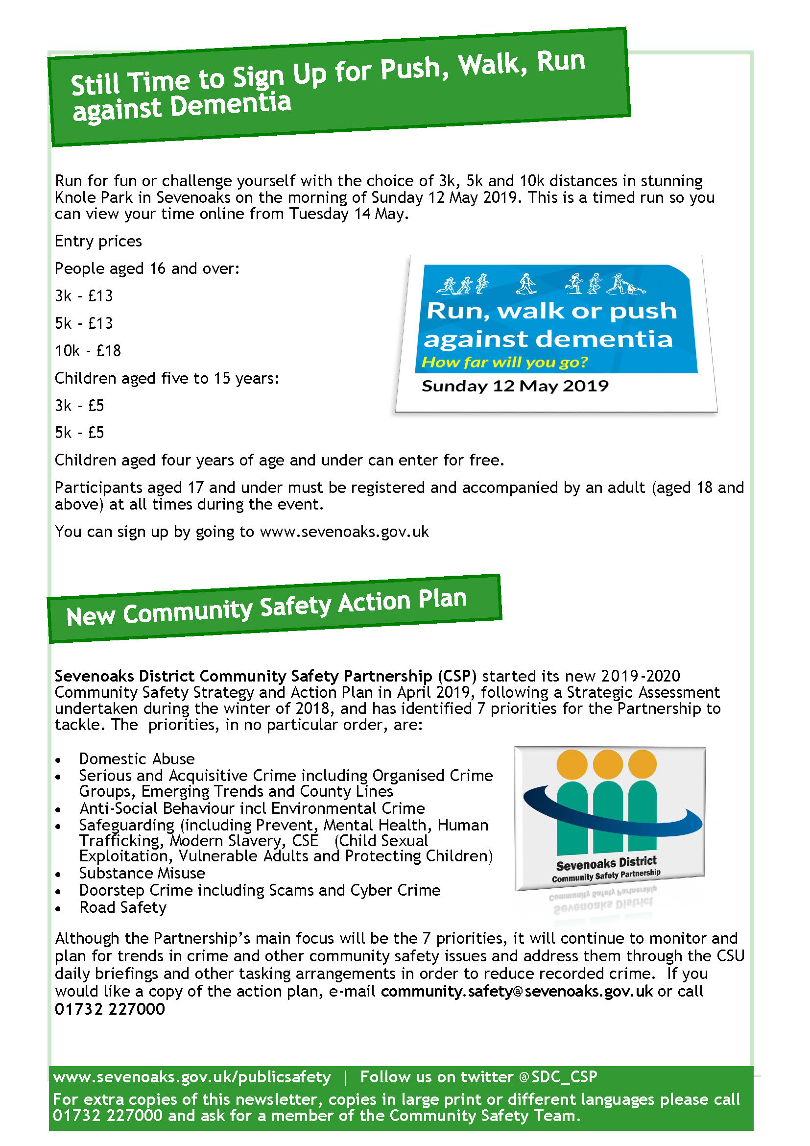 Dunton Green Parish Council Community Safety Unit - News & Advice