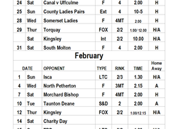 Mid Devon Indoor Bowls Fixtures