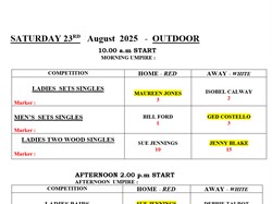 Dorchester Bowls Club Outdoor Club Competitions 2025
