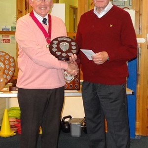 Colin Jones retaining the Two Woods Trophy.