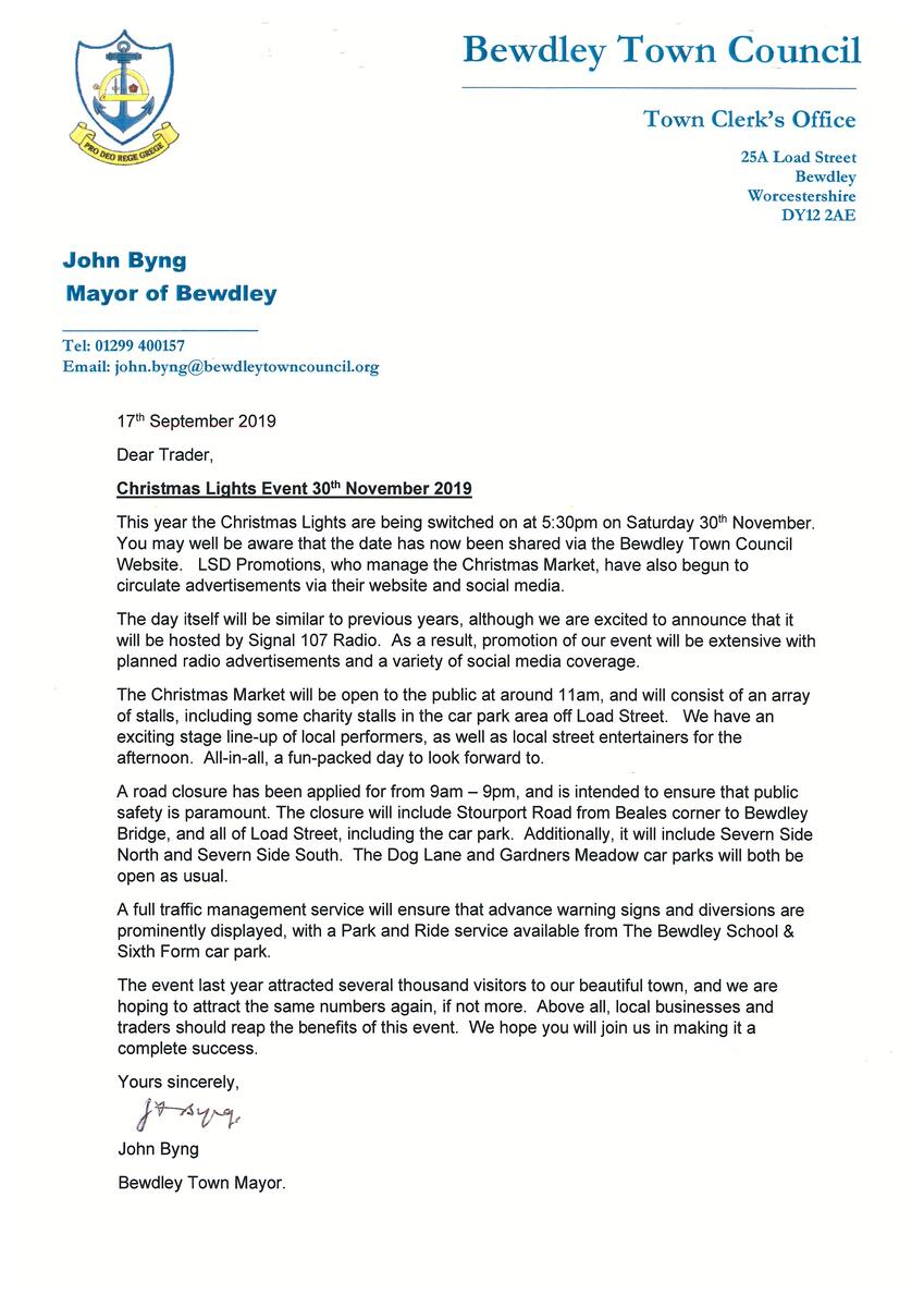 Letter to Local Traders Letter to Local Traders