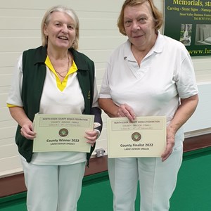 Federation Senior Singles Winner Eileen Parker and Runner up Gillian Barnes.