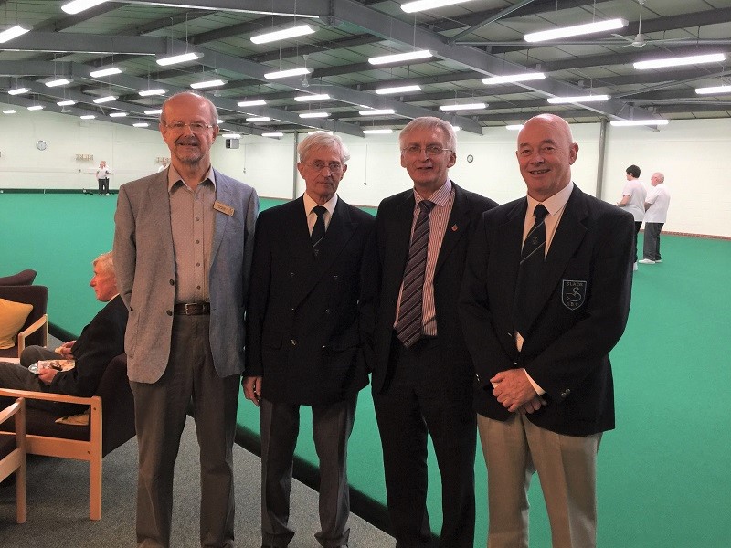 Cllr Tim Mills, AVDC; Jim Melrose, Club Treasurer, Richard White, Dales Sports Surfaces Ltd, Andy Hunt, Club Chairman