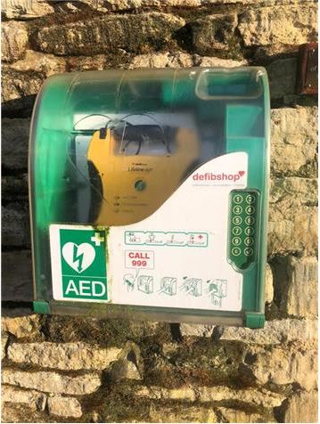 Cosgrove's AED on the wall outside the Barley Mow
