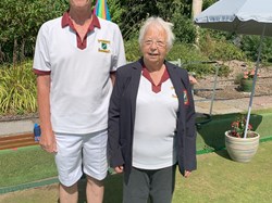 2 Wood Singles Champion 2025 Mark Berry with Brenda Webb Vice President