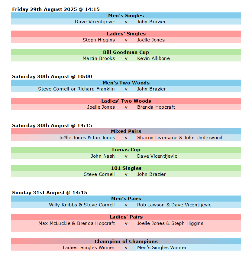 Buckingham West End Bowls Club Finals Weekend Buckingham West End Bowls Club Finals Weekend