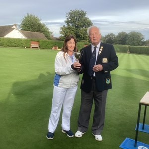 Sue Burbidge being presented with the Barker Cup