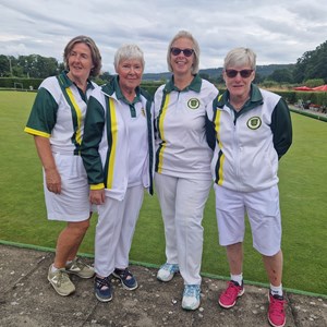 Ladies Senior Fours county winners 2025 L-R: Anne Napper, Pat Farmer, Mandie Complin, Sue Davies