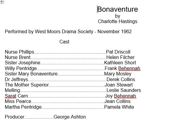 West Moors Drama Society Bonavanture