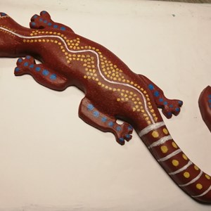 A lizard made from a coffin
