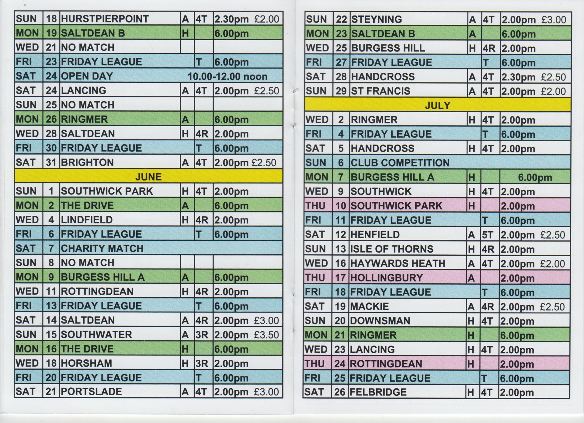 Adastra Bowling Club Fixtures