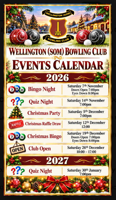 Wellington BC Social Calendar 2026/ early 2027