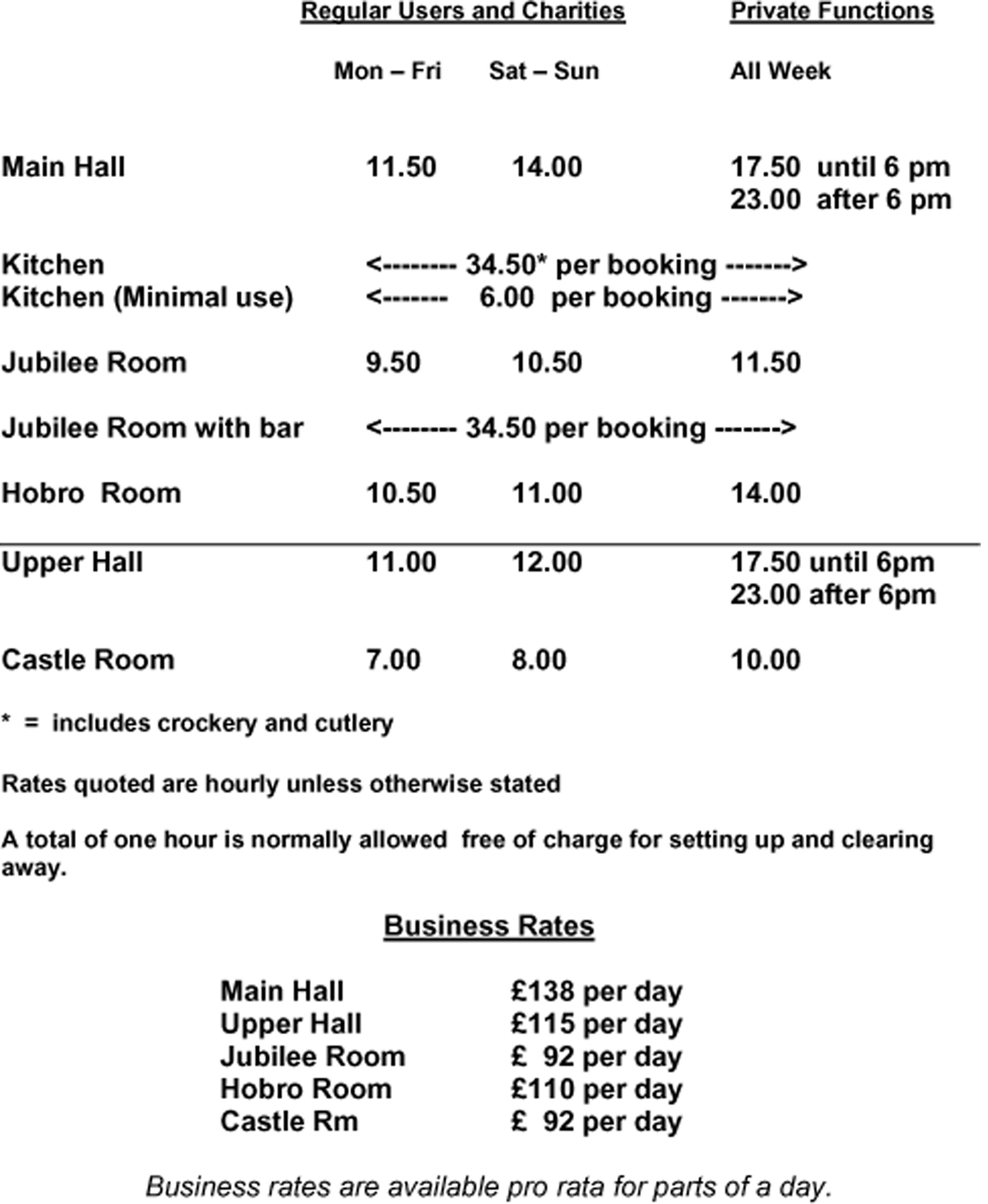 Long Buckby Community Centre Hire Costs from 1/4/23