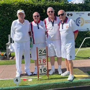 Our four Presidents who had a fine win and were 'Top Rink' in the Bowls Hampshire friendly against Wiltshire on Monday 10th June 2024 at Andover B.C.