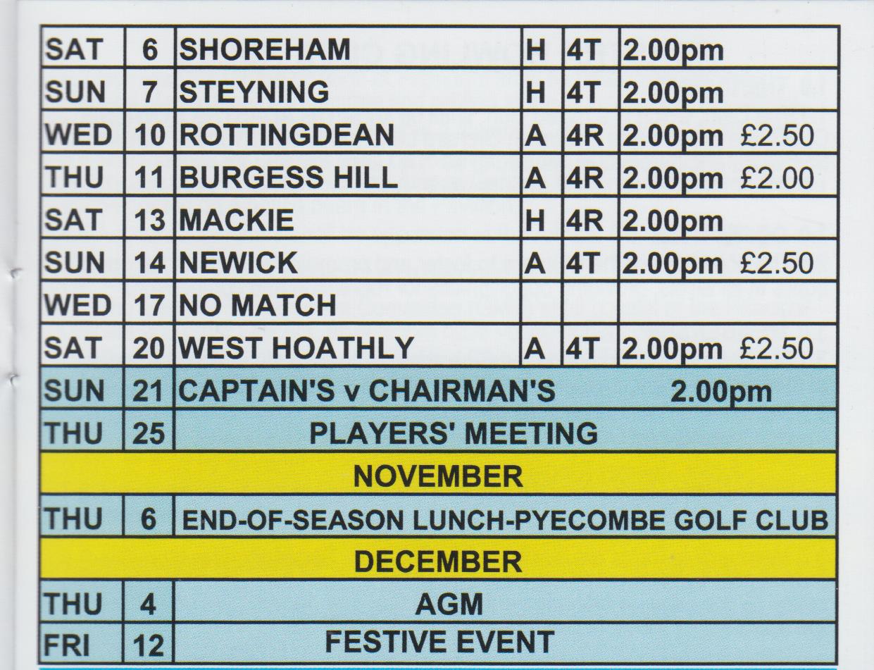 Adastra Bowling Club Fixtures