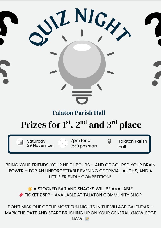 Talaton Parish Hall Quiz Night