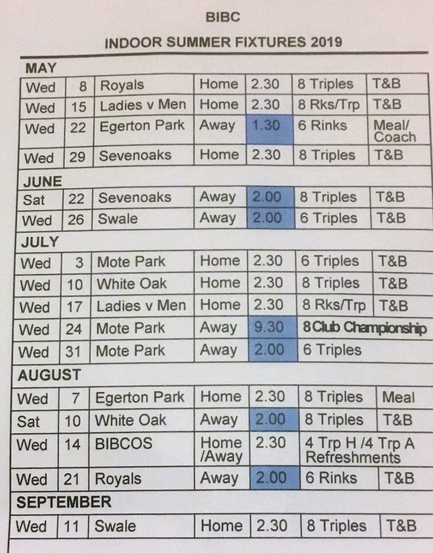 Bromley Indoor Bowls Club Summer 2019 Bromley Indoor Bowls Club Summer 2019