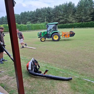 4th Sep 2024 Men at work Scarifying the Green