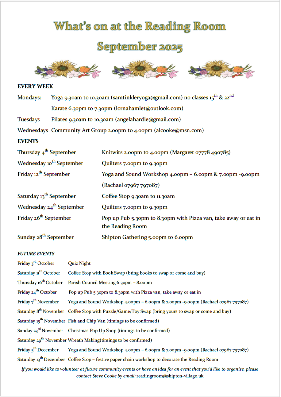 Shipton Village Events - July 2024