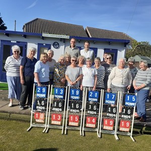 The victorious Ladies team (with a trio of rouge men)