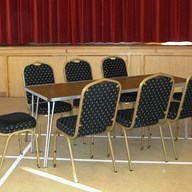 150 stackable chairs with padded seats and backs plus tables. Available on request – subject to additional fee