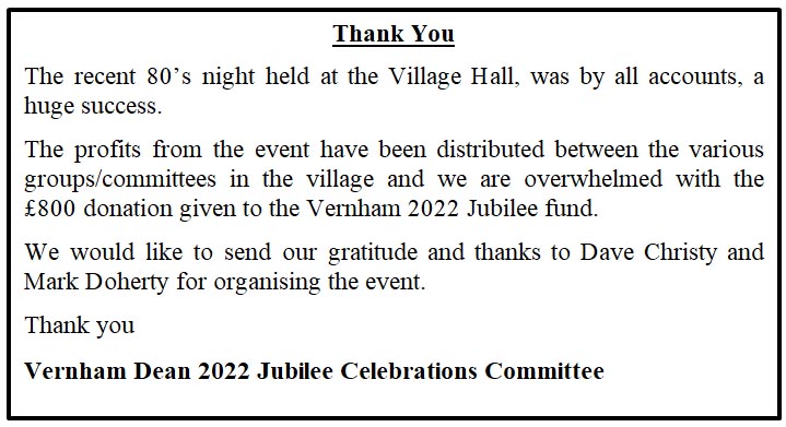Welcome to Vernham Dean Jubilee Celebrations