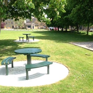 Picnic seating in the grounds