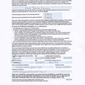 Certificate of Exemption AGAR 2022/23