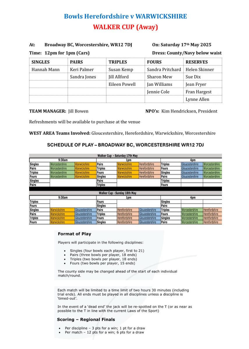Bowls Herefordshire Walker Cup & Amy Rose