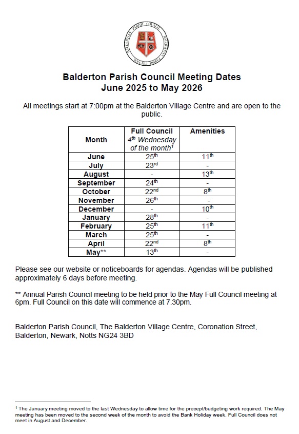 Schedule of meetings 2025/2026