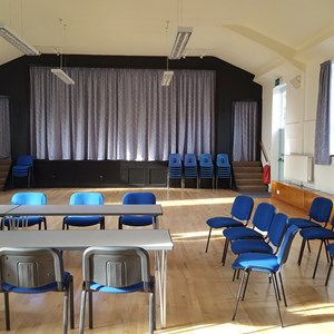 Hall set up for a formal meeting