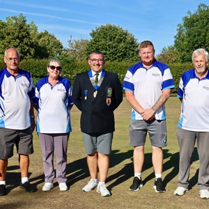President Ally McNaughton with the runners-up: from the left - Pete Linnell, Rita Downs, Darren Middleton, Sam Downs.