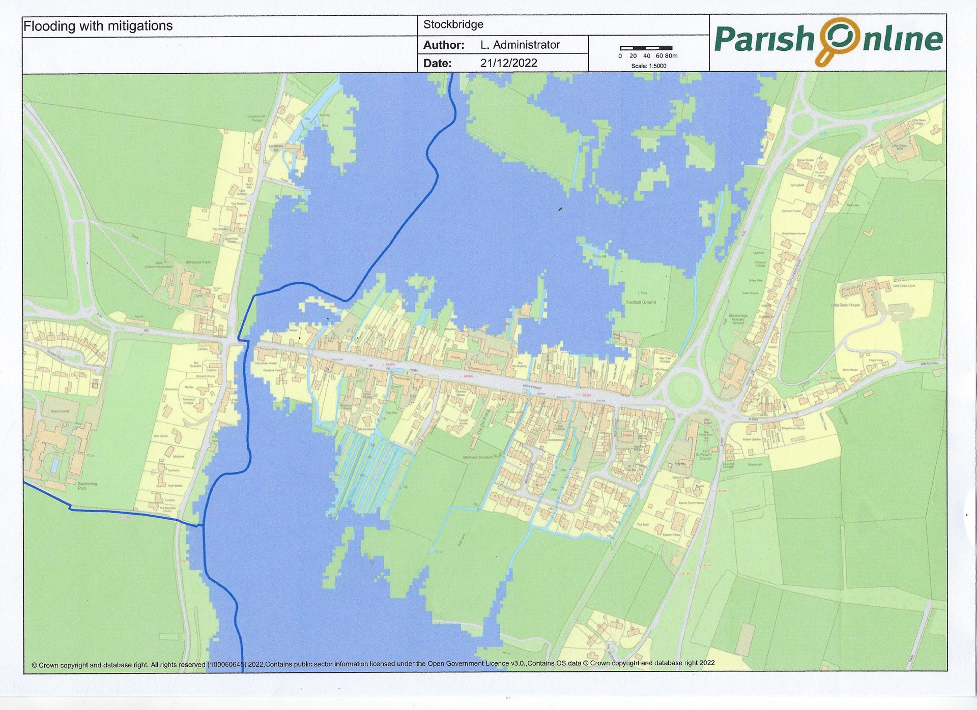 This map show the extent of flooding when the flood defences are taken into account.