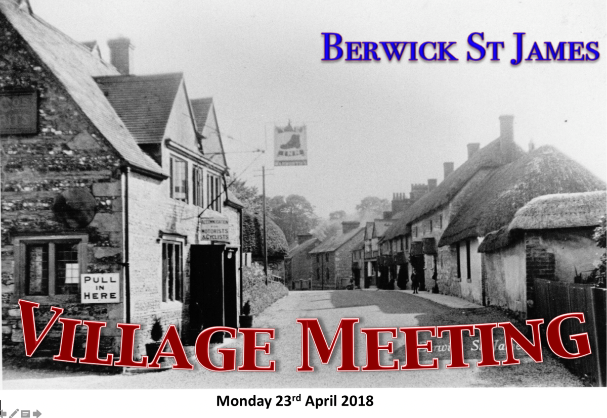 Berwick St James Parish Village Meeting - 23 April 2018
