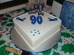 The lovely 90th birthday cake for our member Tony at our Christmas party
