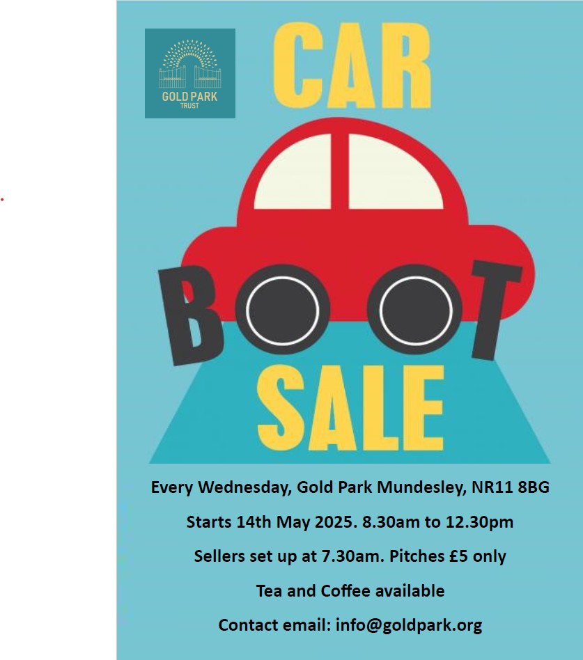 Gold Park car boot sales poster for 2025 Gold Park car boot sales poster for 2025