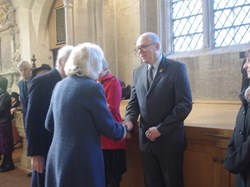 HRH meeting with the Church Warden Len Murry (Photo: Colin Waldeck