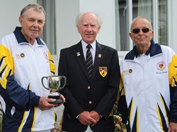 Dent Cup winner Ian Harris and runner up Martin French with President John Newland