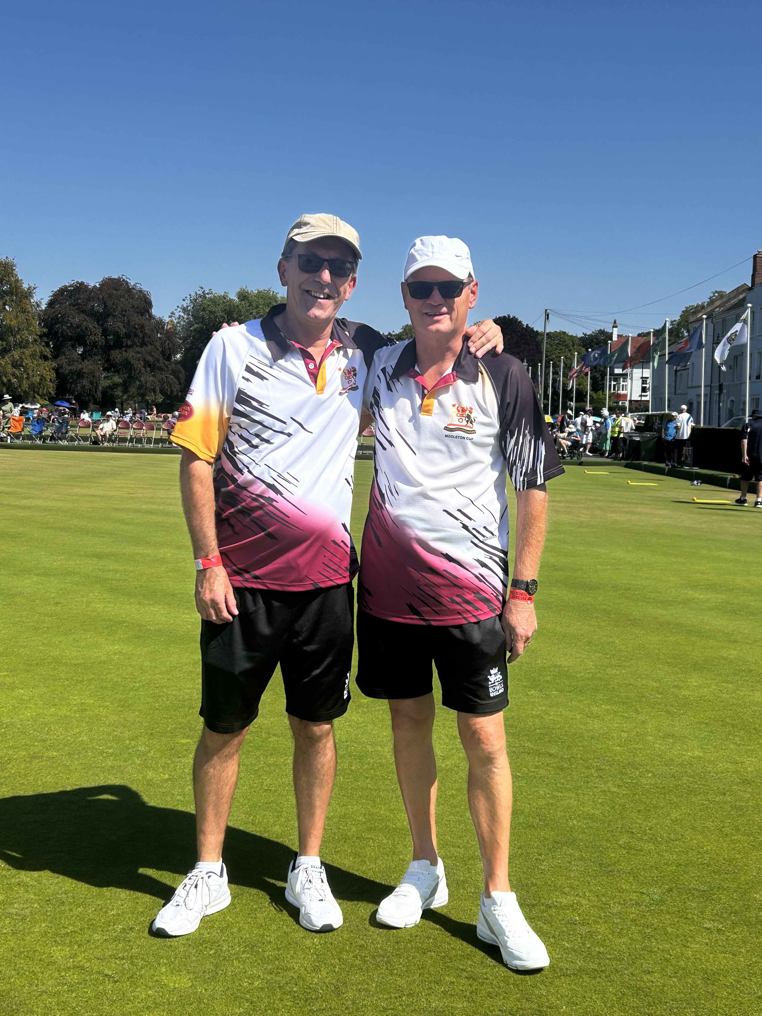 Steve Bunker and Keith Height representing Northamptonshire in The All England Finals at Leamington, Men's Senior Pairs.