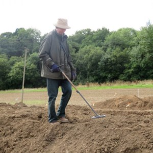 And one of our resident metal detectorists, John, checks the spoil heap for metal finds.