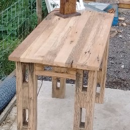 Weathered oak fence post side table